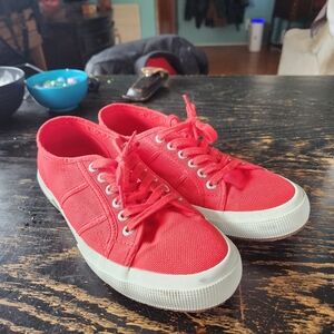 Red canvas Superga sneakers, W8.5, M7, EU 39.5